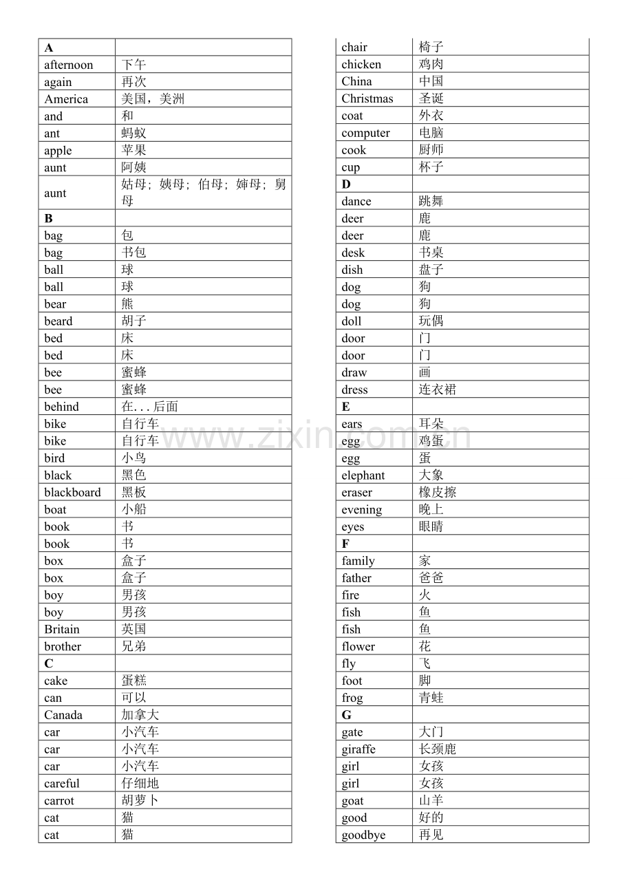 一至三年级英语单词汇总.doc_第1页