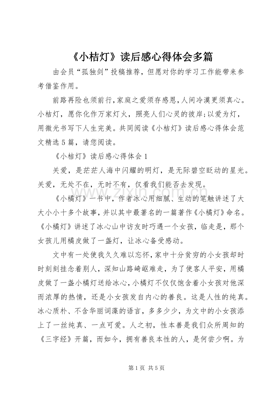 《小桔灯》读后感心得体会多篇.docx_第1页