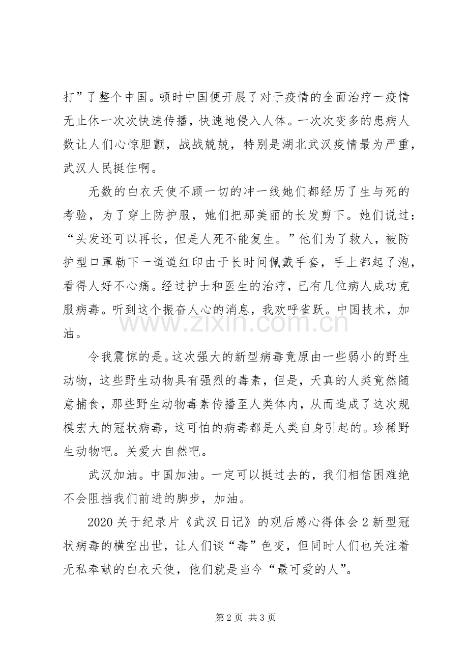 20XX年关于纪录片《武汉日记》的观后感心得体会多篇.docx_第2页