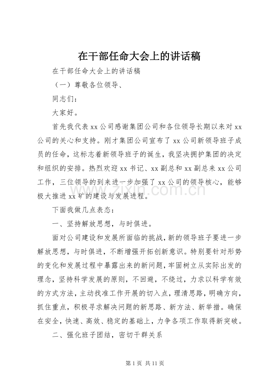 在干部任命大会上的讲话稿.docx_第1页