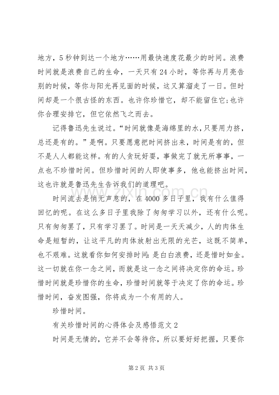 有关珍惜时间的心得体会及感悟多篇.docx_第2页