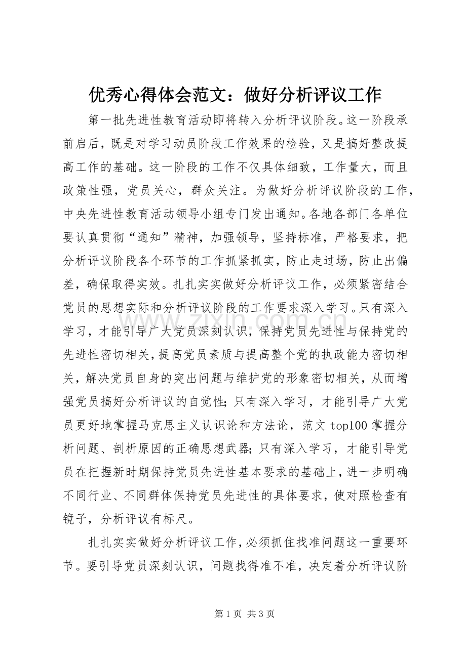 优秀心得体会范文：做好分析评议工作.docx_第1页