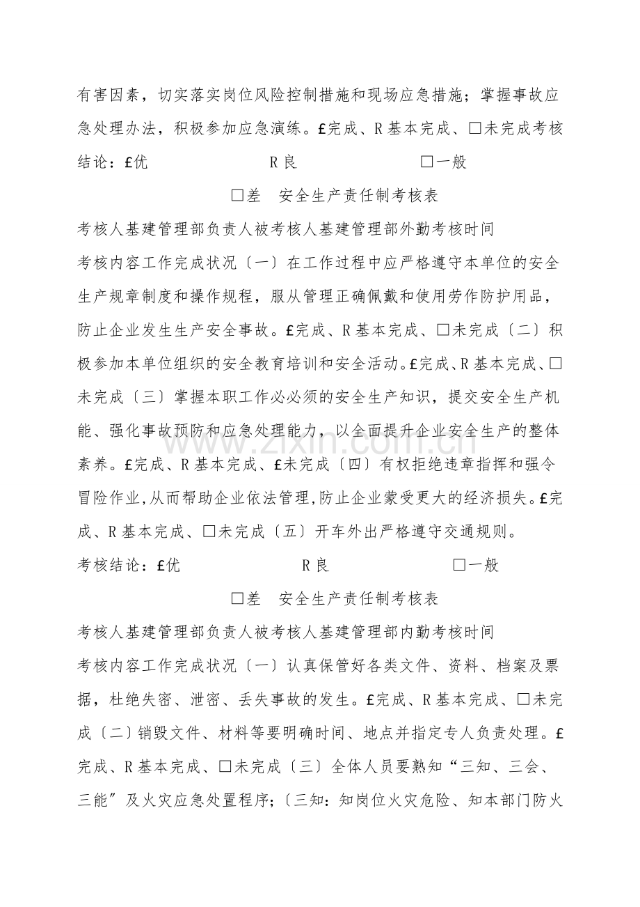 基建管理部负责人安全生产责任制考核表.doc_第2页