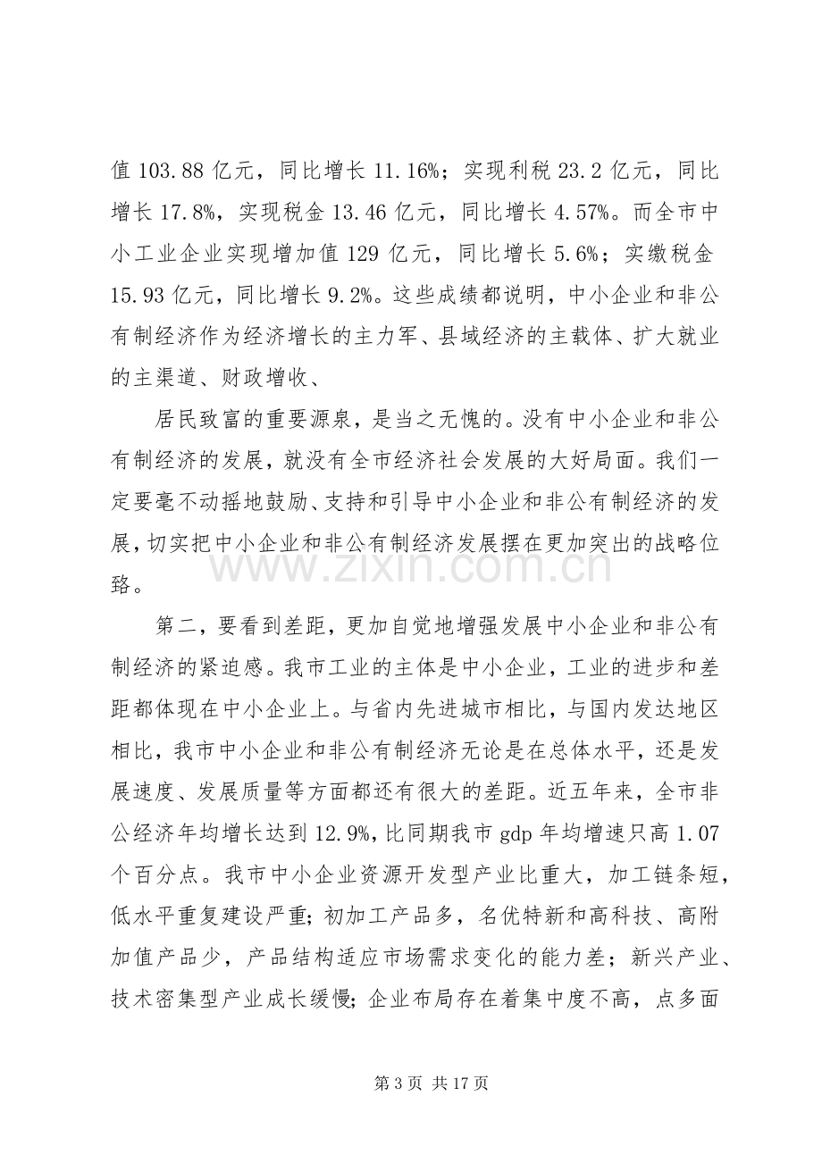 在全市中小企业及非公有制经济工作会议上的讲话.docx_第3页