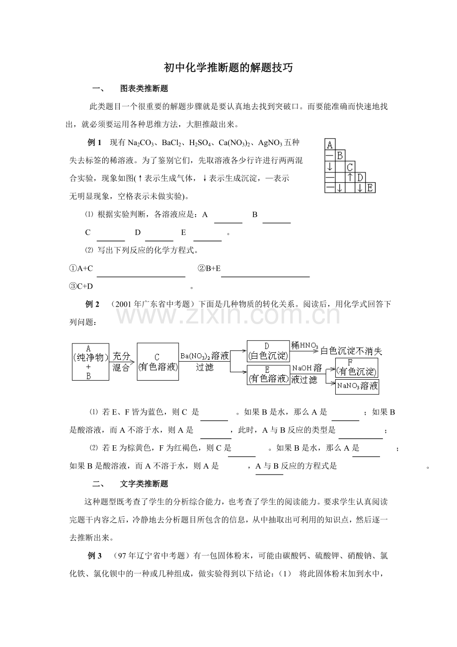 初中化学解题技巧-推断题.doc_第1页