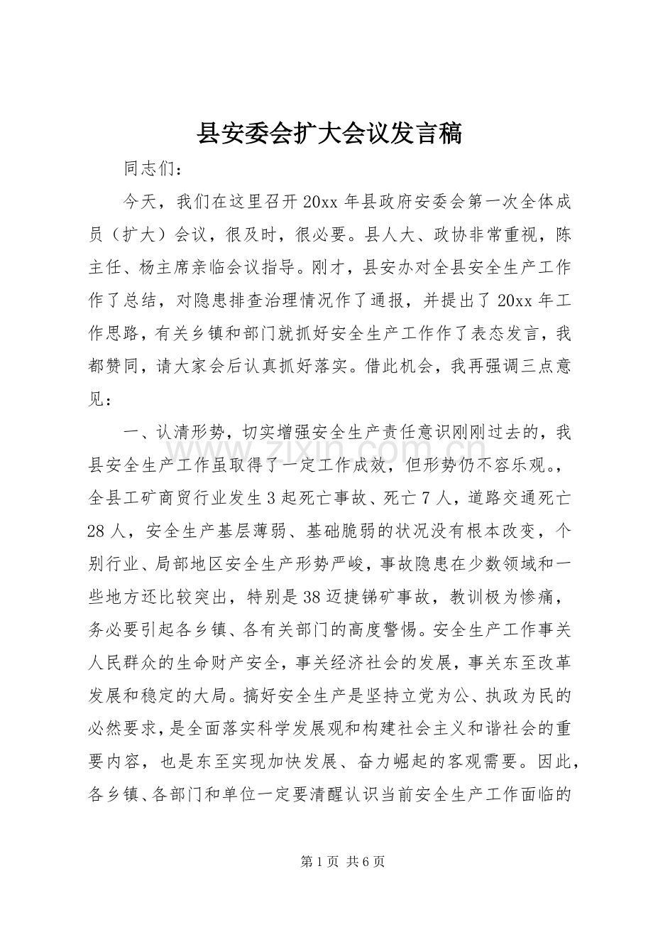 县安委会扩大会议发言稿.docx_第1页