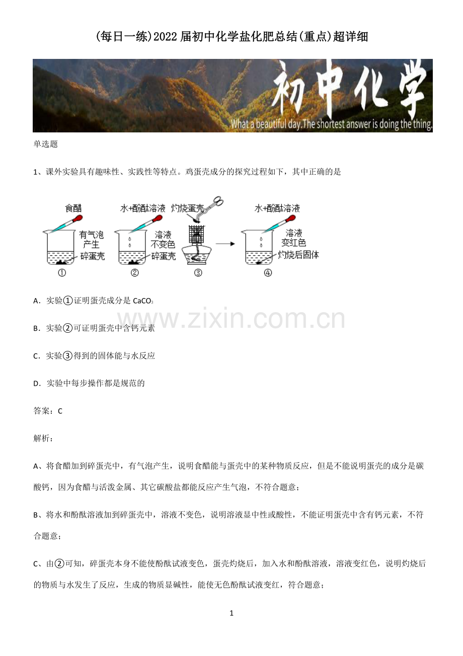 2022届初中化学盐化肥总结(重点).pdf_第1页