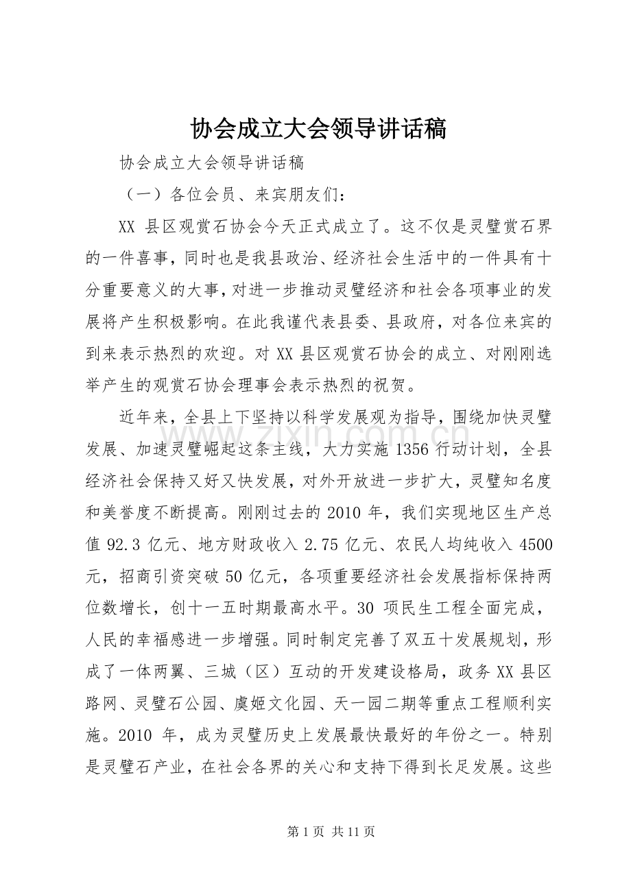 协会成立大会领导讲话稿.docx_第1页