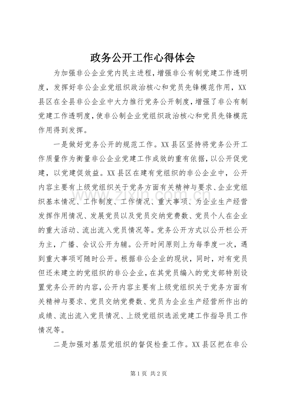 政务公开工作心得体会.docx_第1页