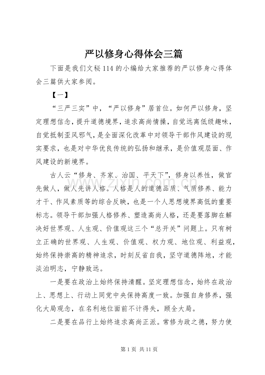 严以修身心得体会三篇.docx_第1页