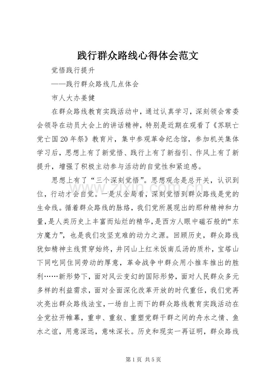 践行群众路线心得体会范文.docx_第1页