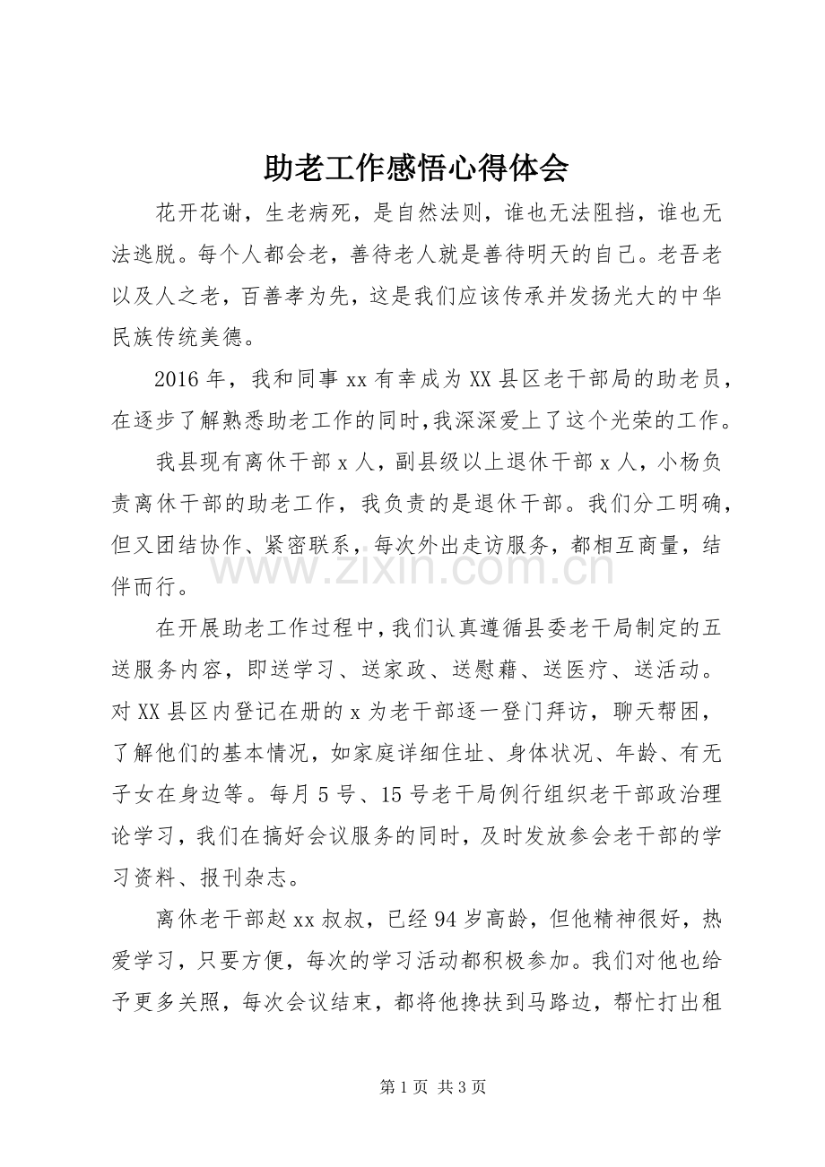 助老工作感悟心得体会.docx_第1页