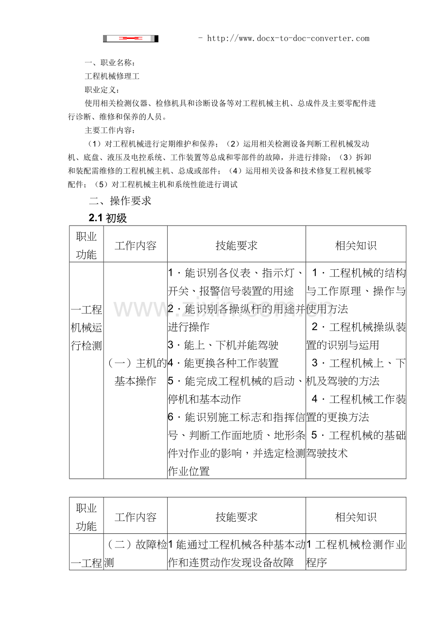 工程机械修理工国家职业标准.doc_第1页