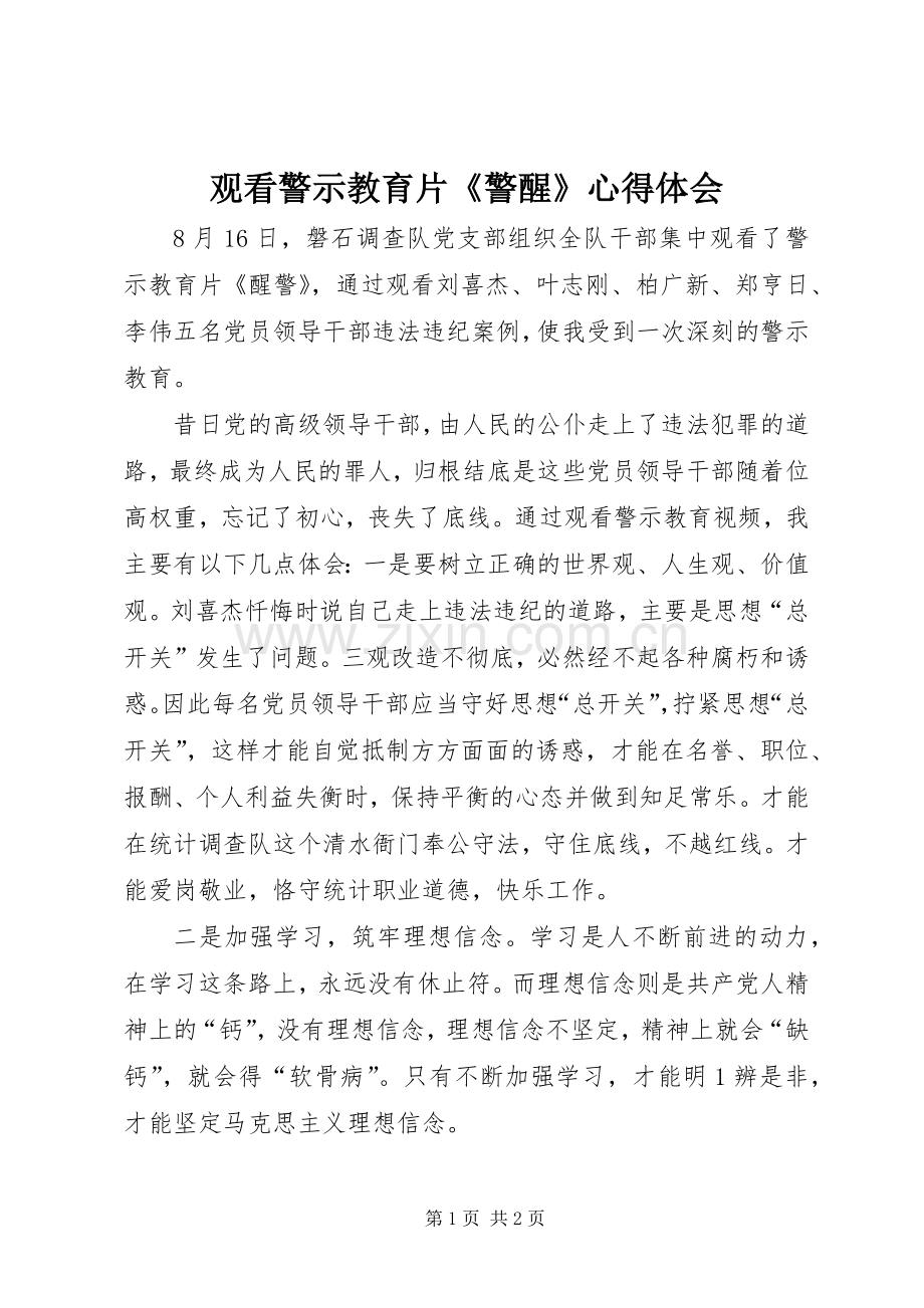 观看警示教育片《警醒》心得体会.docx_第1页