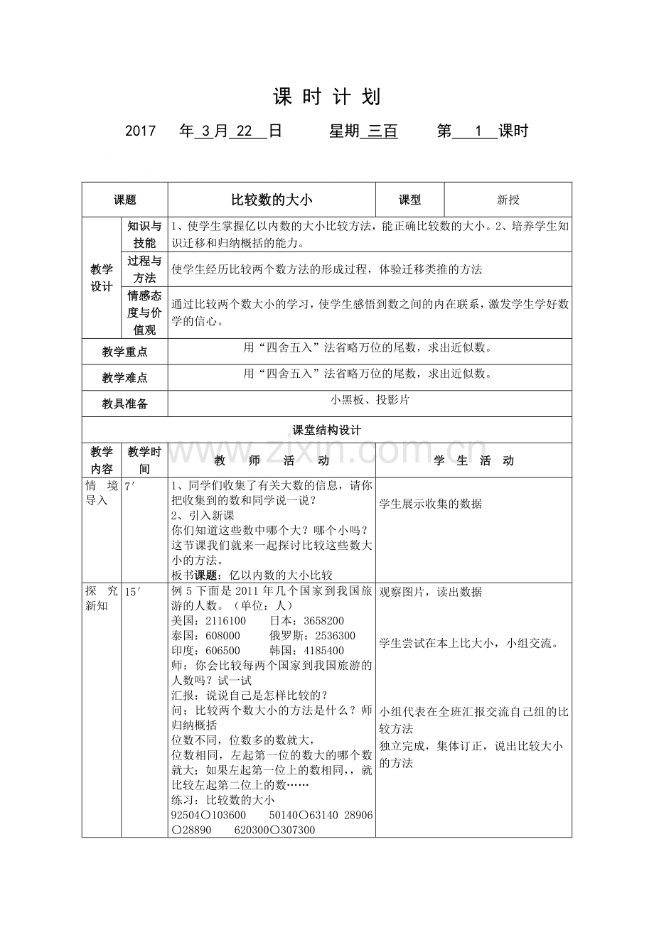 小学人教四年级数学数的大小比较.doc_第1页