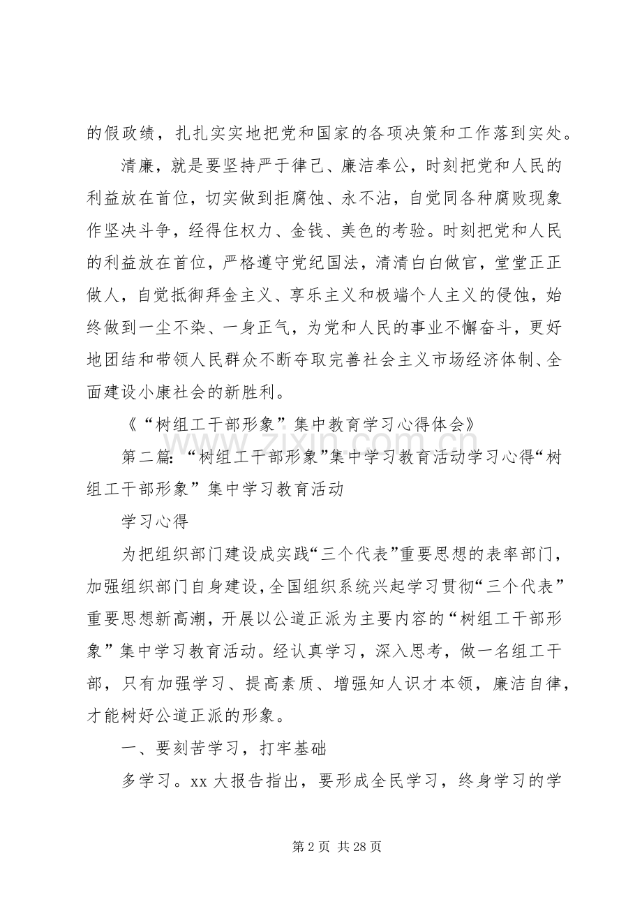 “树组工干部形象”集中教育学习心得体会.docx_第2页