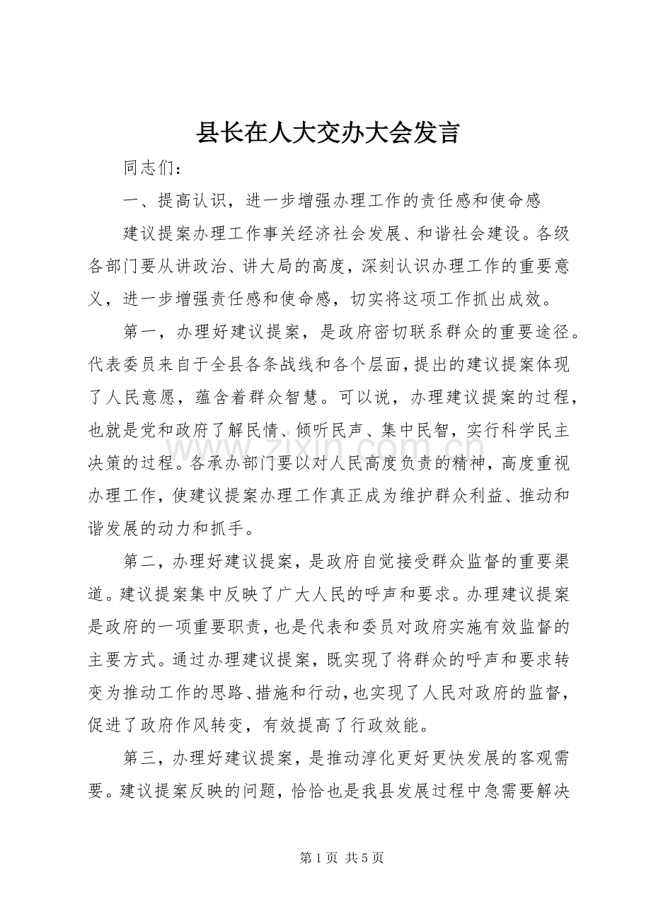 县长在人大交办大会发言.docx_第1页