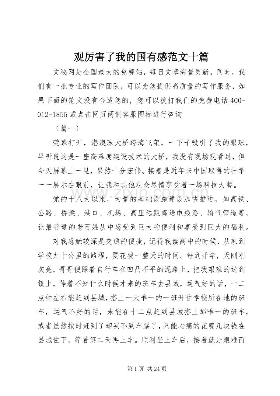 观厉害了我的国有感范文十篇.docx_第1页