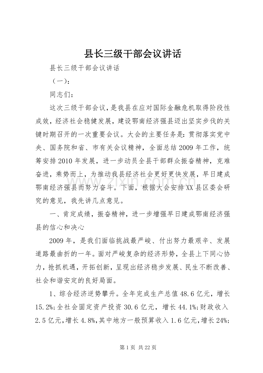 县长三级干部会议讲话.docx_第1页