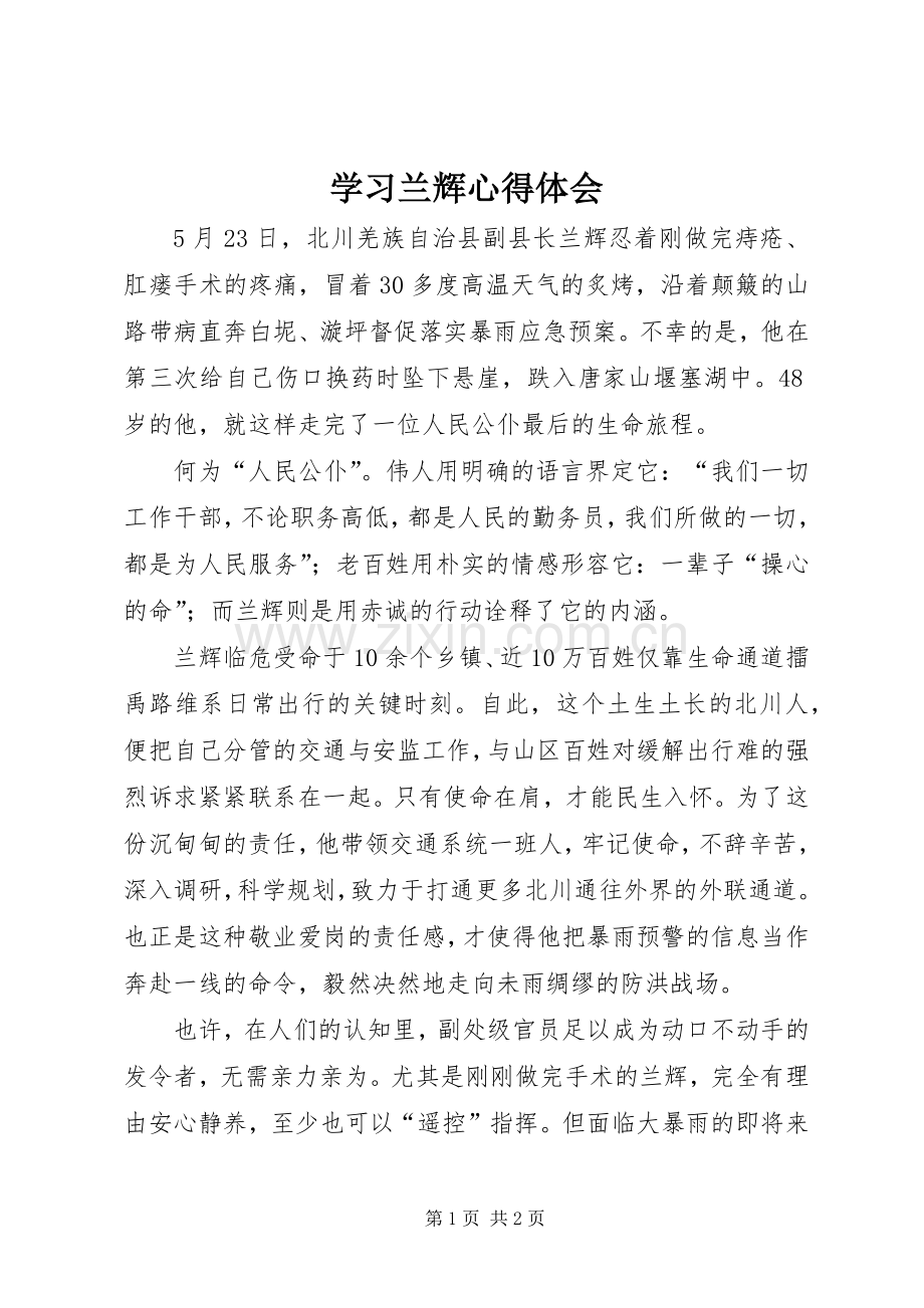 学习兰辉心得体会.docx_第1页