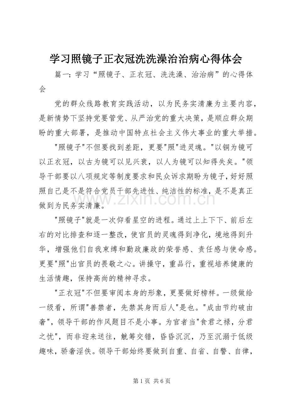 学习照镜子正衣冠洗洗澡治治病心得体会.docx_第1页