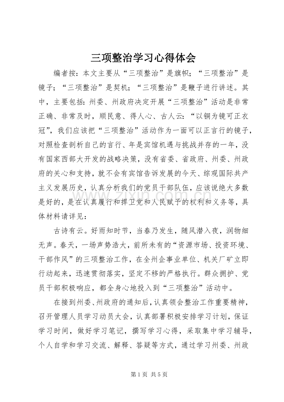 三项整治学习心得体会.docx_第1页