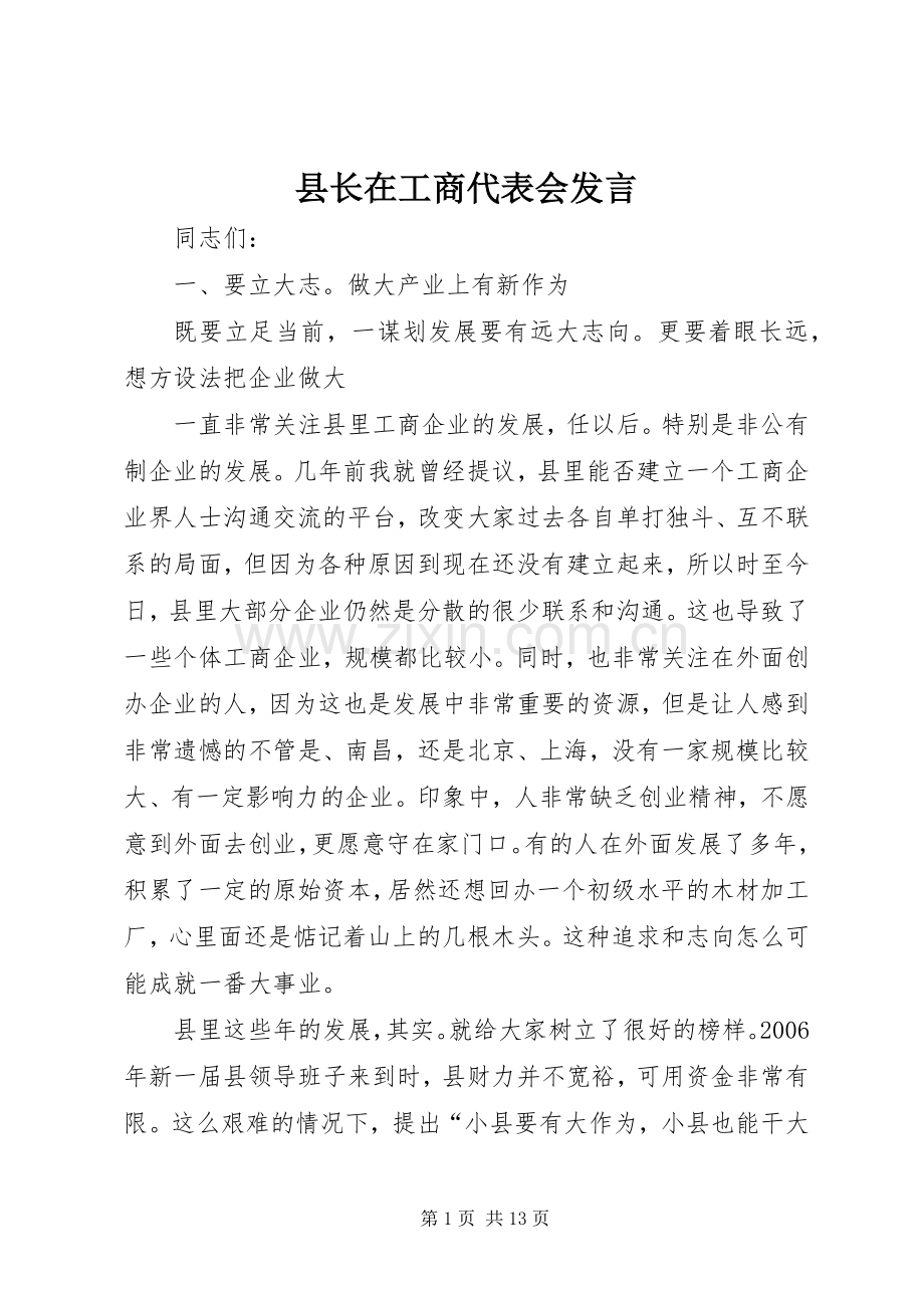 县长在工商代表会发言.docx_第1页