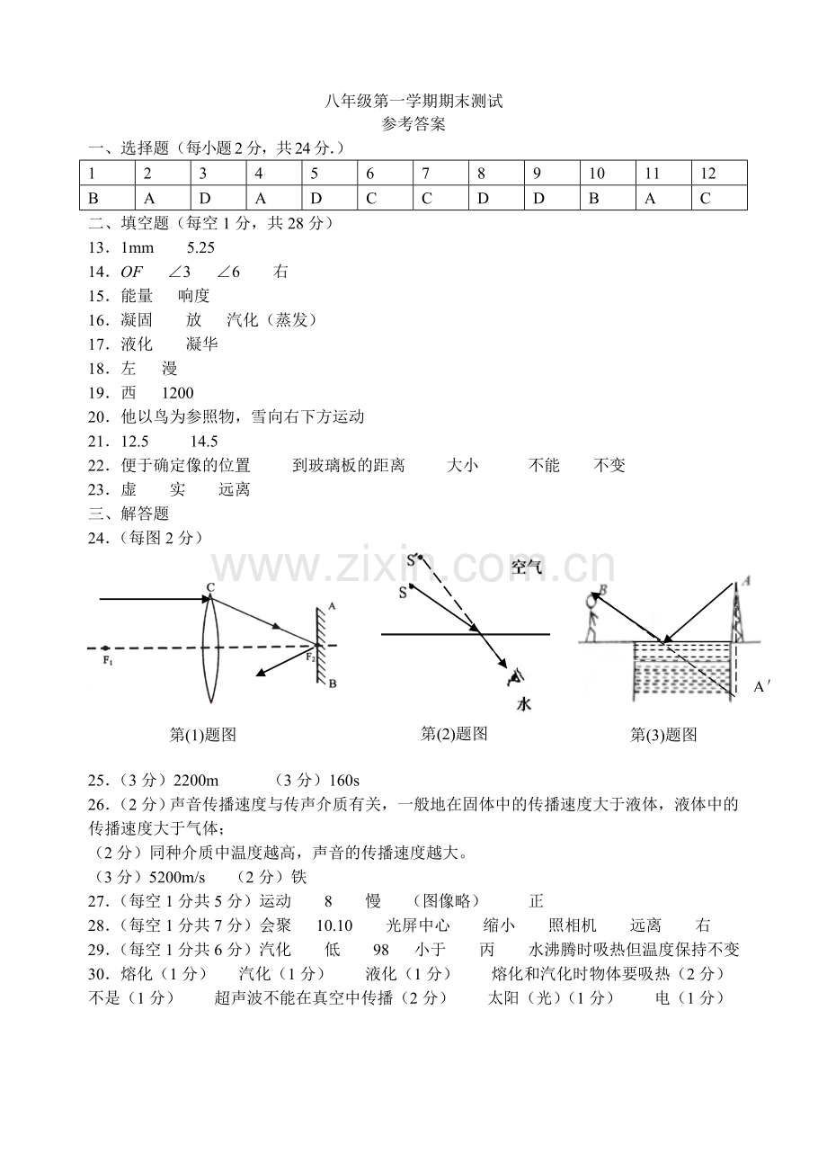 八年级第一学期期末考试卷参考答案.doc_第1页