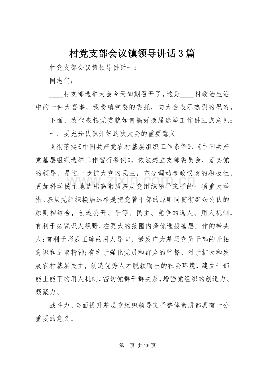 村党支部会议镇领导讲话3篇.docx_第1页