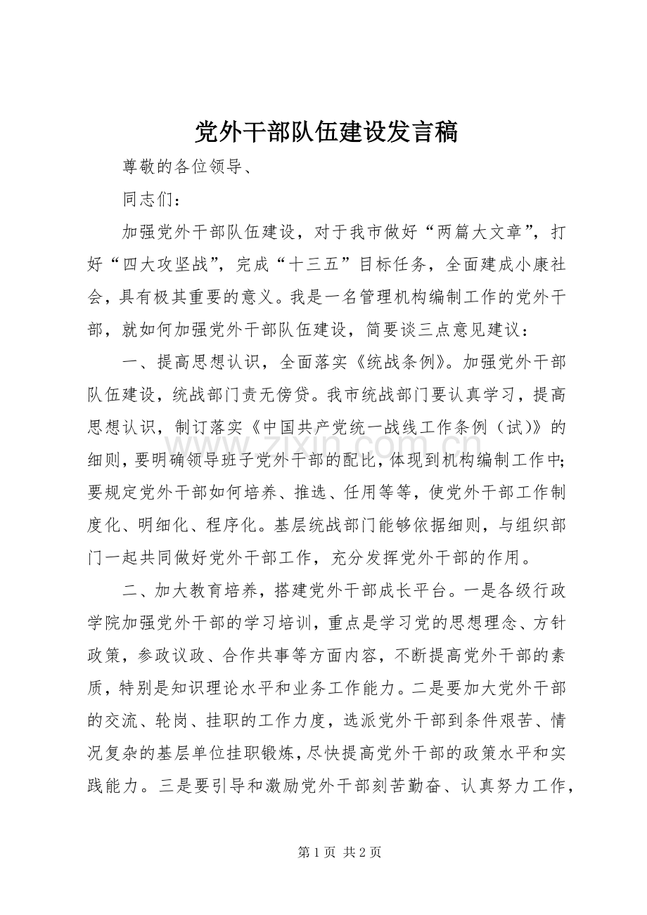 党外干部队伍建设发言稿.docx_第1页