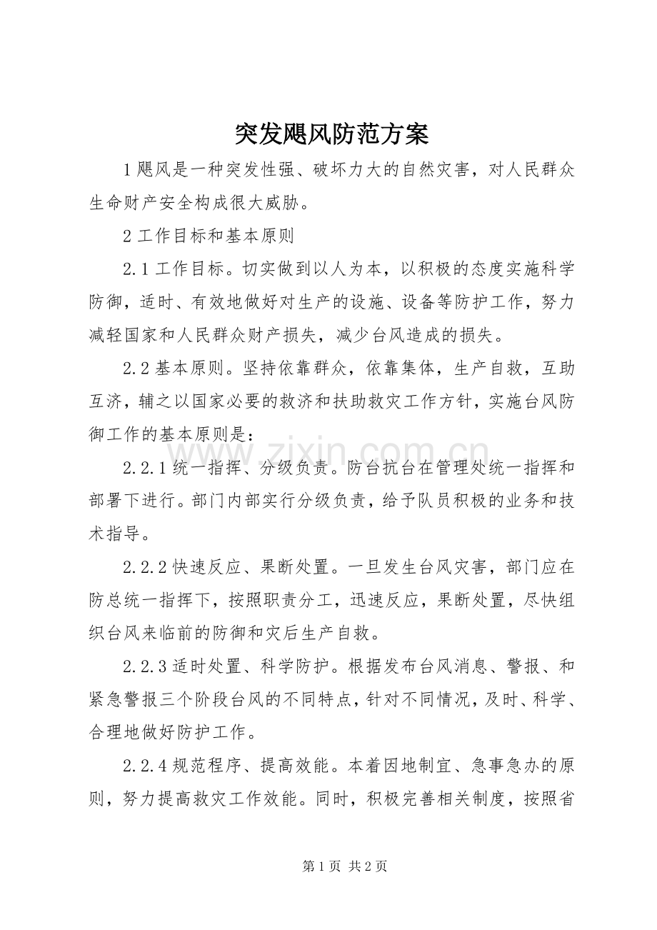 突发飓风防范实施方案.docx_第1页