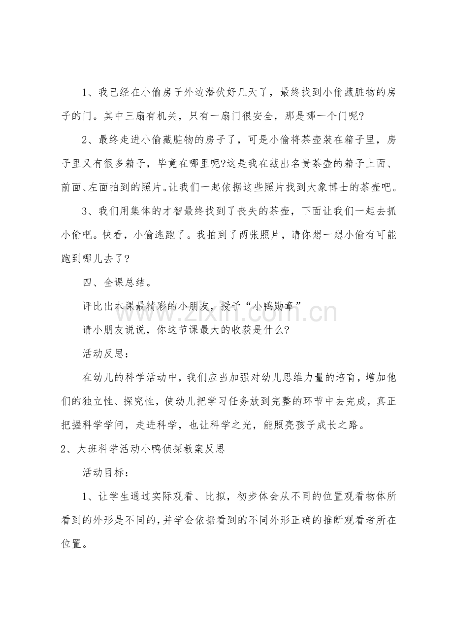 大班科学小鸭侦探教案反思.docx_第3页