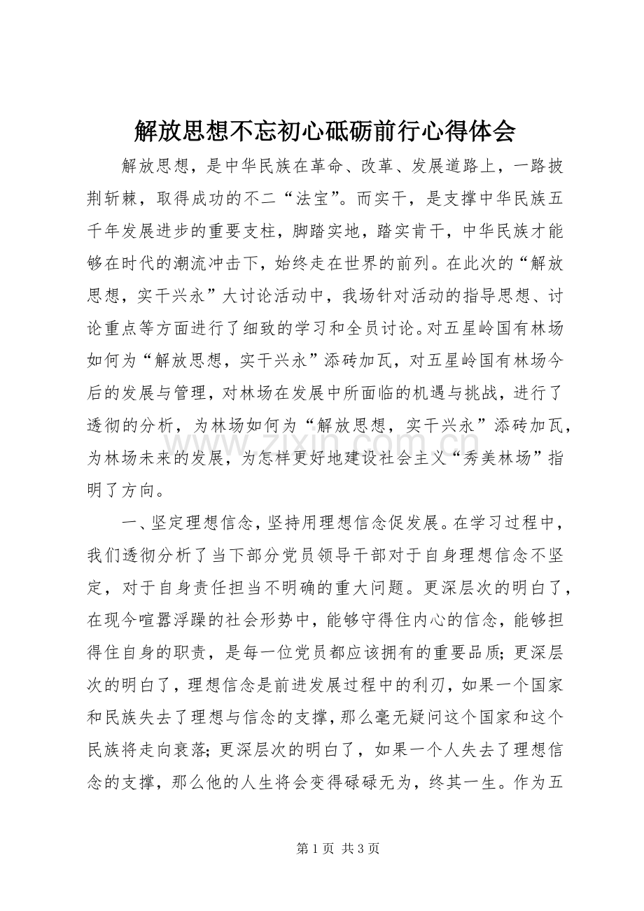 解放思想不忘初心砥砺前行心得体会.docx_第1页