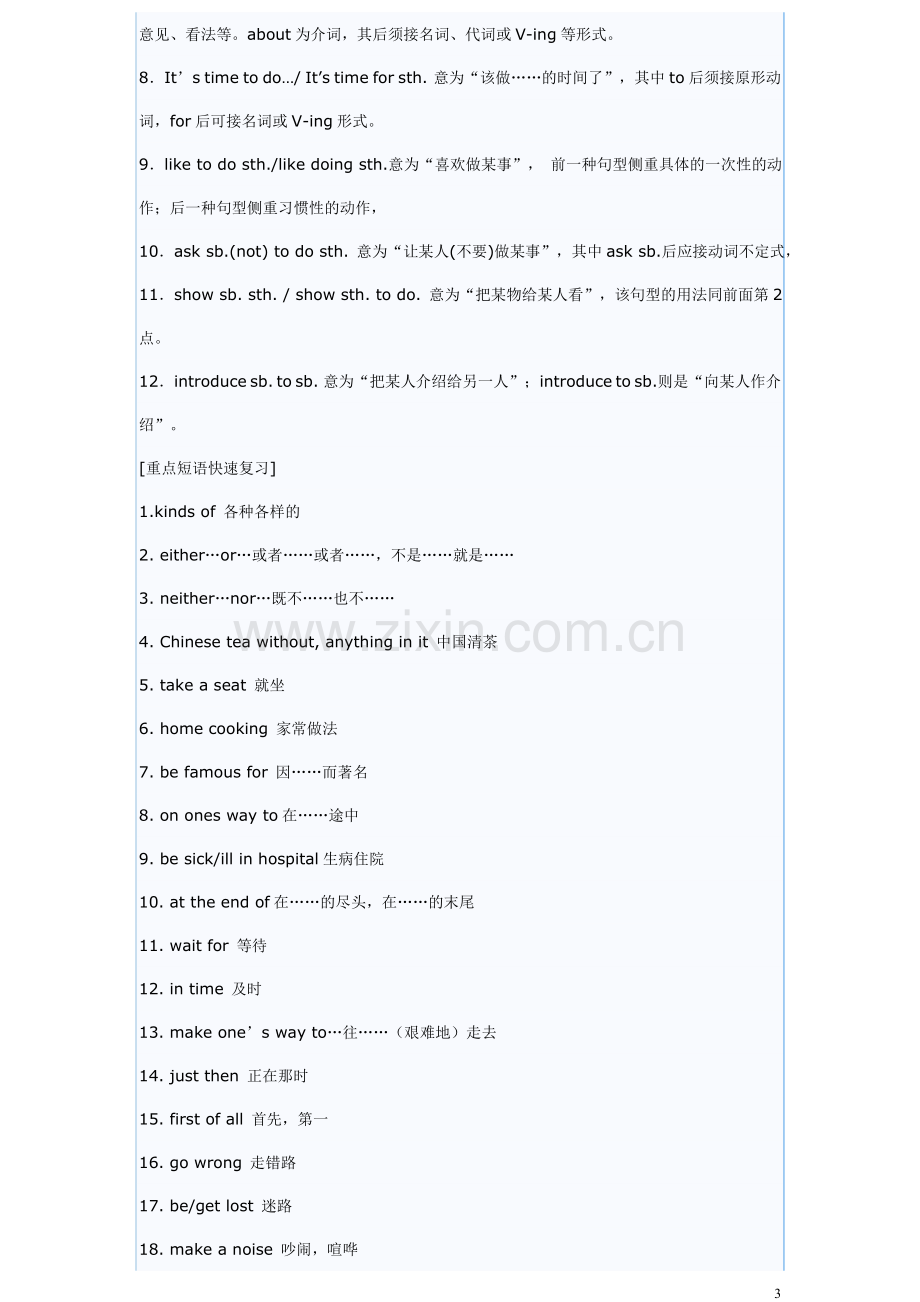 初中英语知识总结-短语、词组和重点句型归纳.doc_第3页