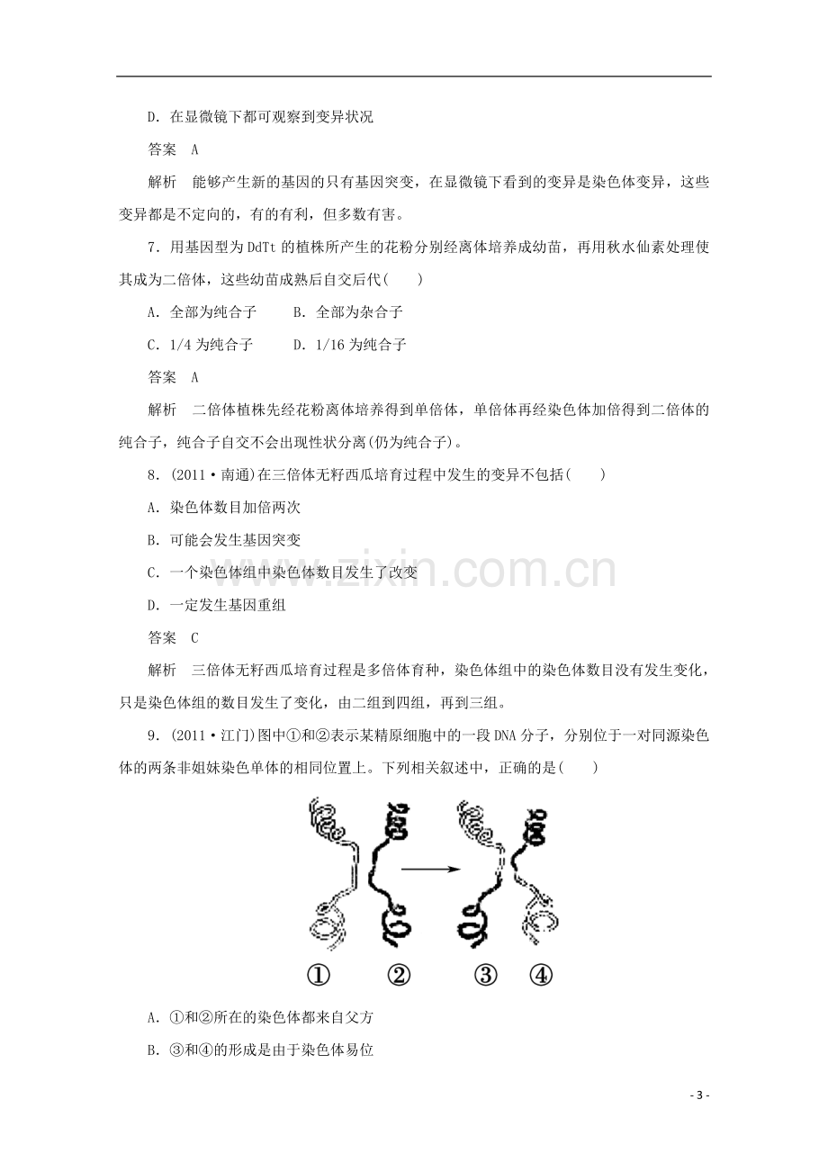 高中生物-2-4-2染色体变异同步测试-新人教版必修2.doc_第3页