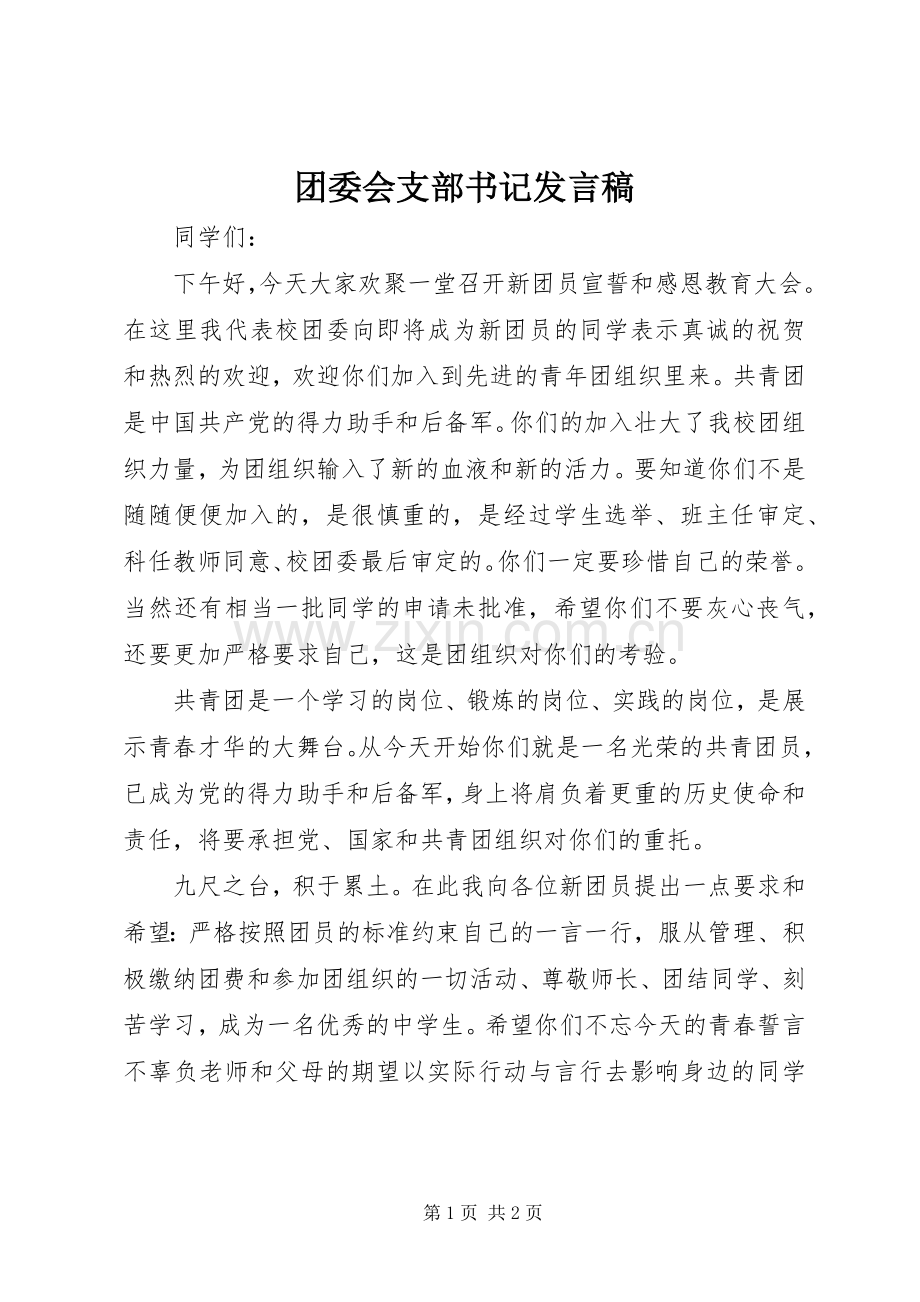 团委会支部书记发言稿.docx_第1页