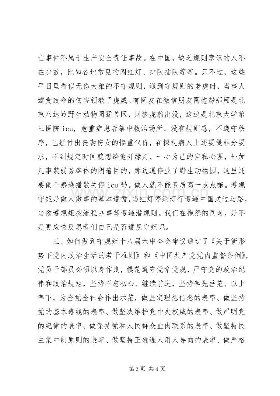 讲政治重规矩作表率专题组织生活会发言.docx_第3页