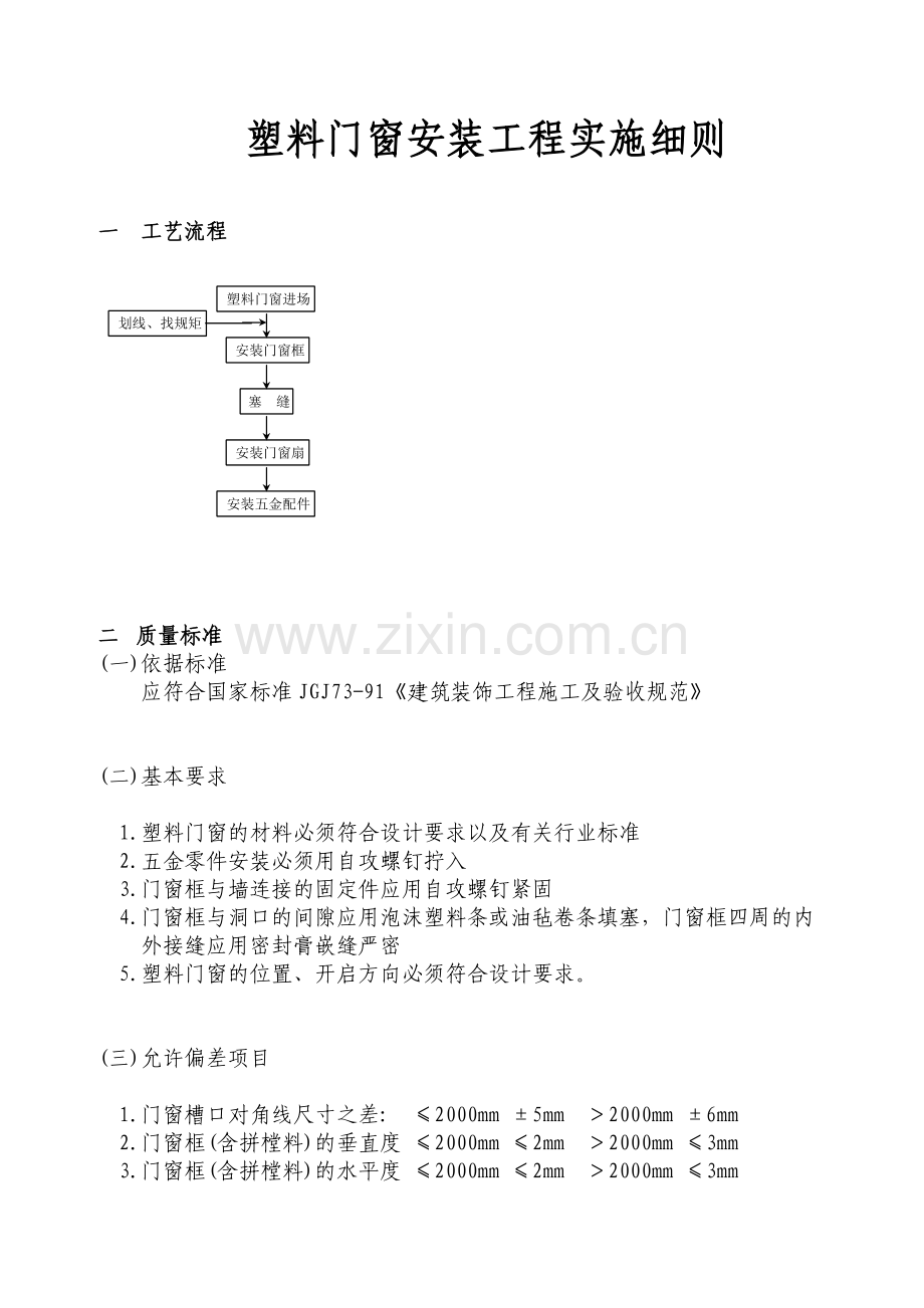 塑料门窗安装工程实施细则.doc_第1页