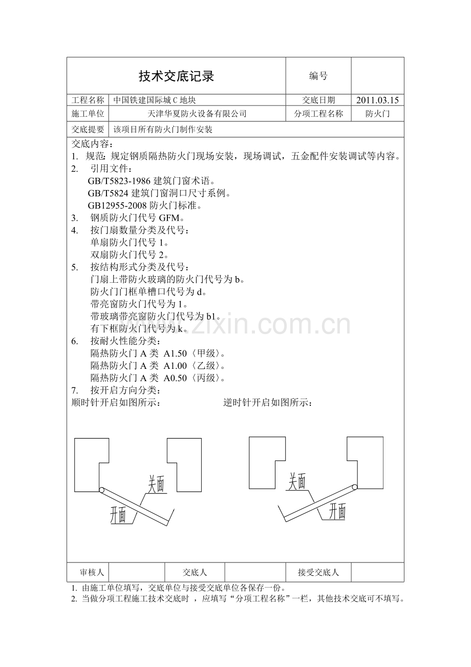 钢质隔热防火门技术交底(合肥).doc_第1页