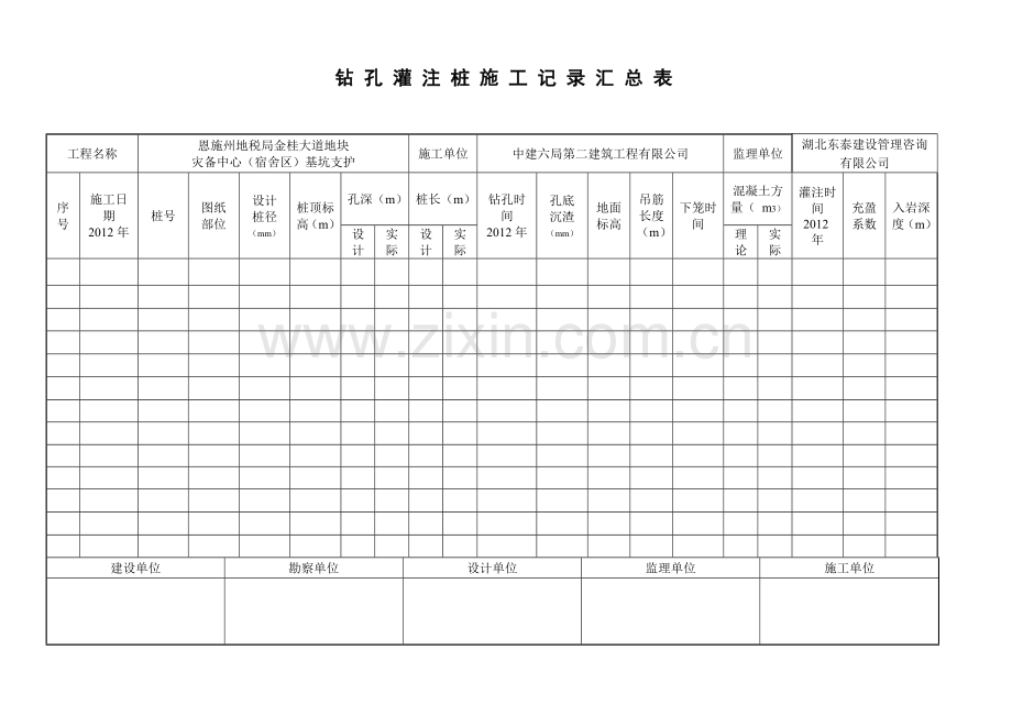 钻孔灌注桩施工纪录汇总表.docx_第3页