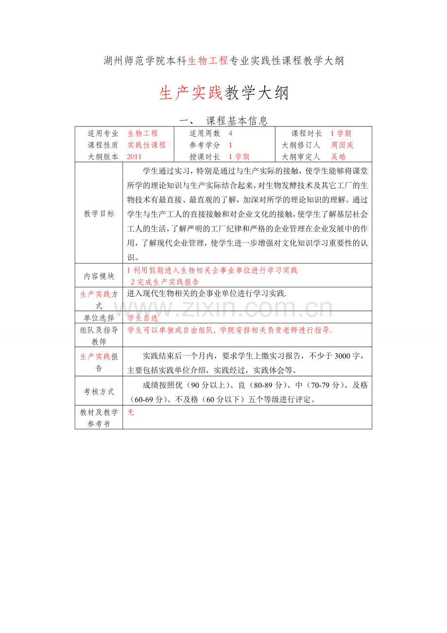 生产实践教学大纲-生物工程专业.doc_第1页