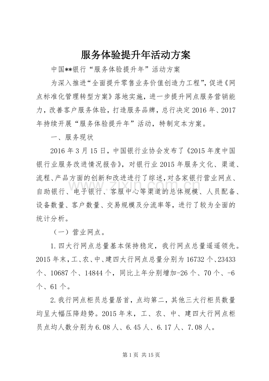 服务体验提升年活动实施方案.docx_第1页