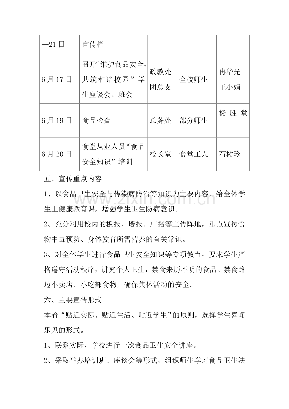 正大乡中学开展学校食品安全宣传周活动方案.doc_第2页