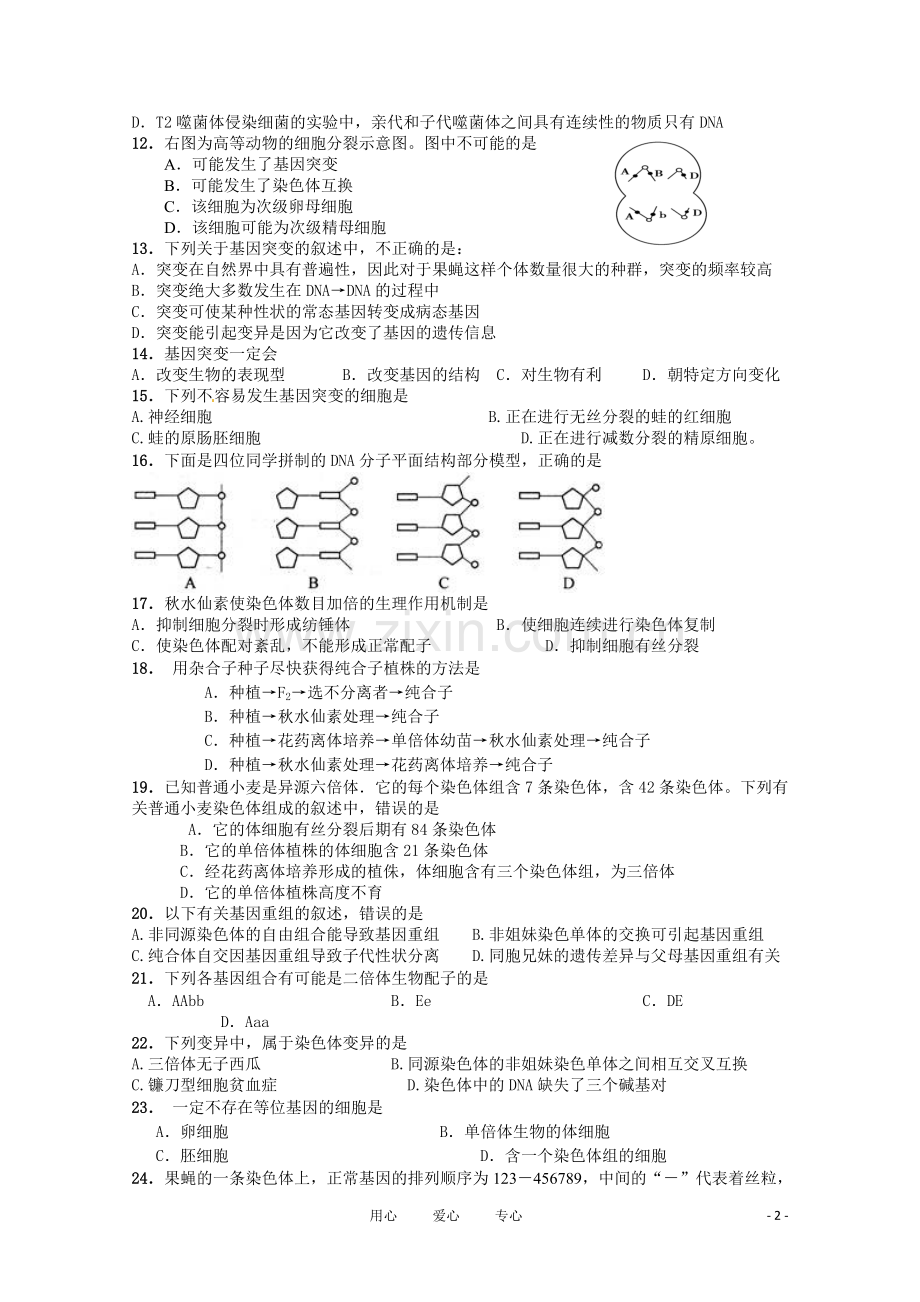 期末生物试题-(2套).doc_第2页