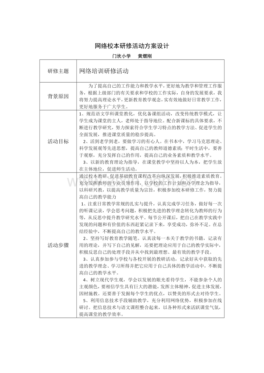 网络校本研修活动方案设计.docx_第1页