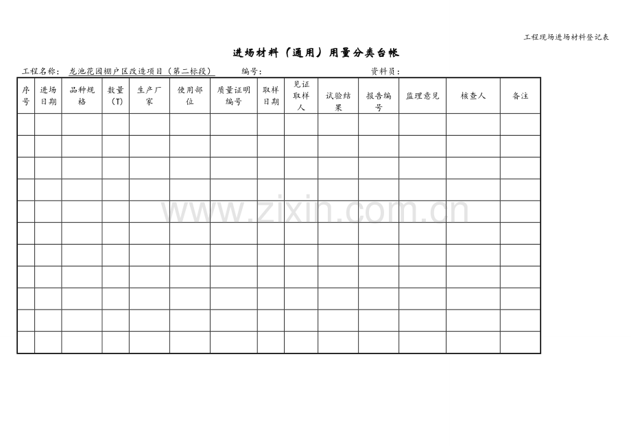 工程现场进场材料登记表.doc_第1页