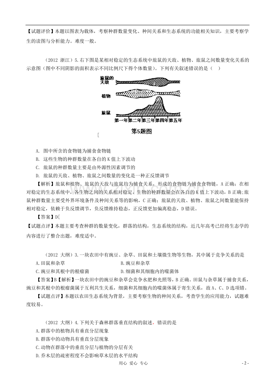 【07-12】6年高考生物真题按知识点分类汇编-群落的结构特征.doc_第2页