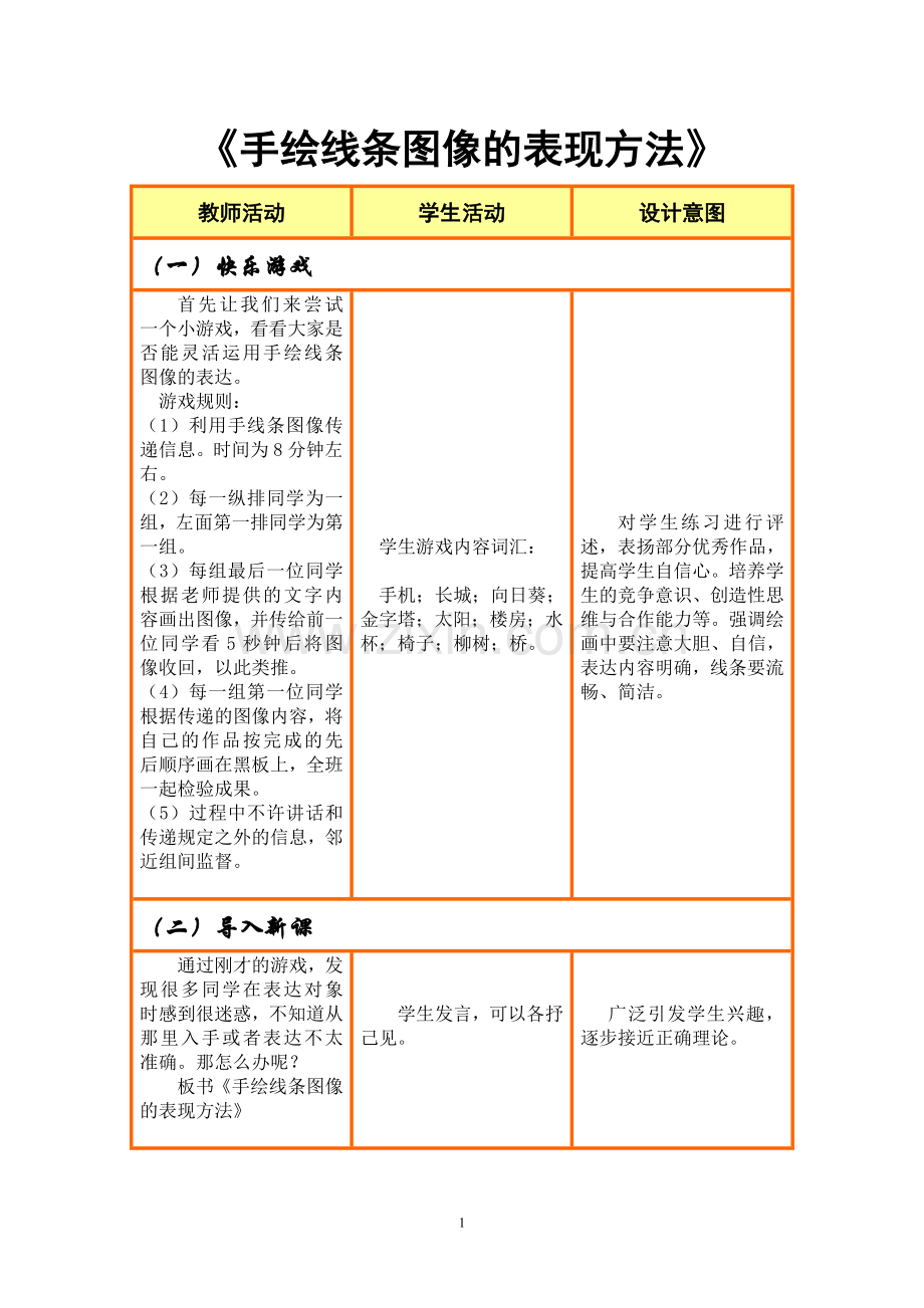 《手绘线条图像的表现方法》.doc_第1页