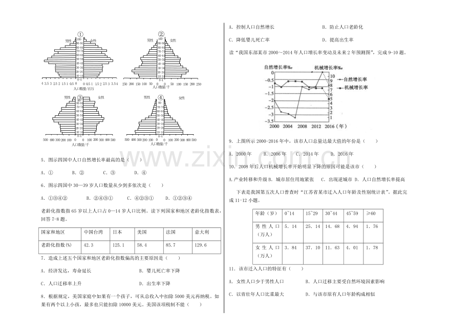 地理必修二1、2单元测试题.docx_第2页