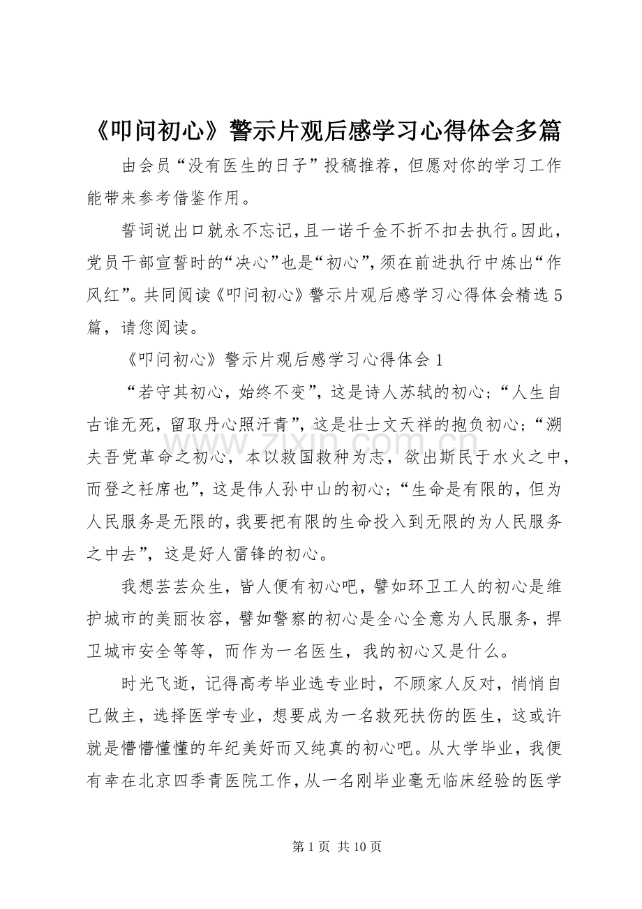 《叩问初心》警示片观后感学习心得体会多篇.docx_第1页